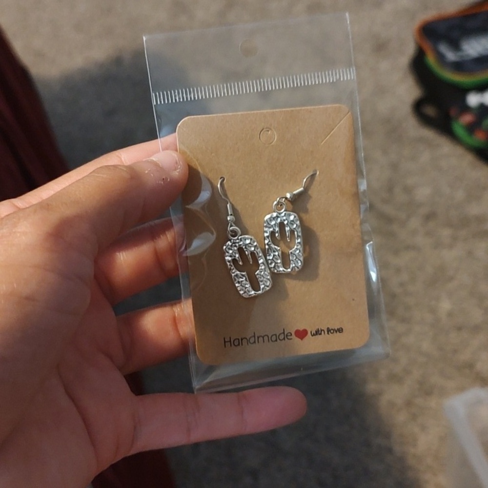 Silver Vintage Cactus Dangle Earrings